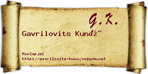 Gavrilovits Kunó névjegykártya